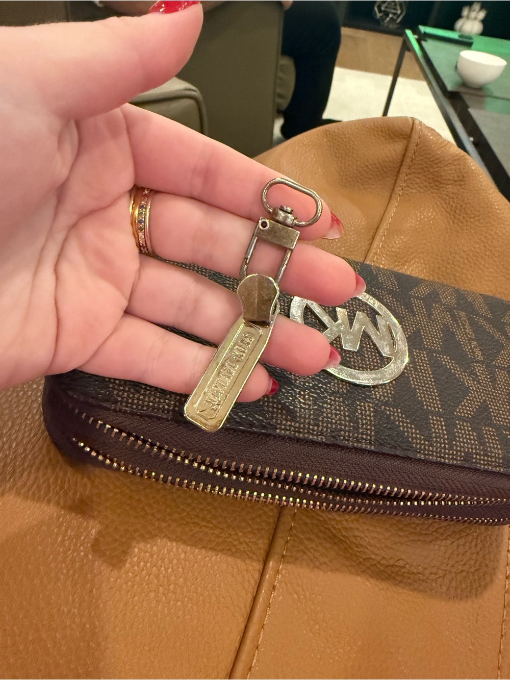 Michael Kors Brown and Black Signature Zip Wallet with Silver Logo -NEEDS WORK - Picture 5 of 9